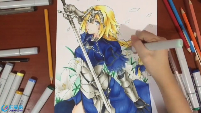 馬克筆畫動漫畫女戰士